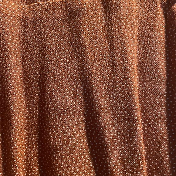 Abercrombie brown polka dot smocked cuff ruffle hem wrap dress XSP - Picture 4 of 7